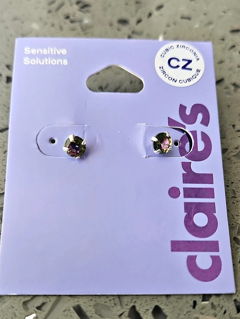 Claire's Sensitive Solutions Cubic Zirconia Stud Earrings Purple